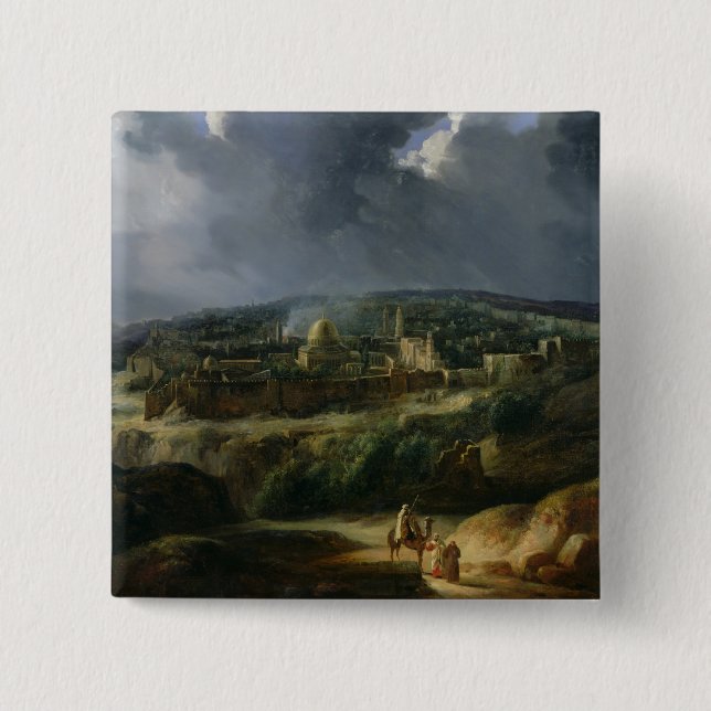 View of Jerusalem from the Valley of Jehoshaphat Pinback Button (Front)