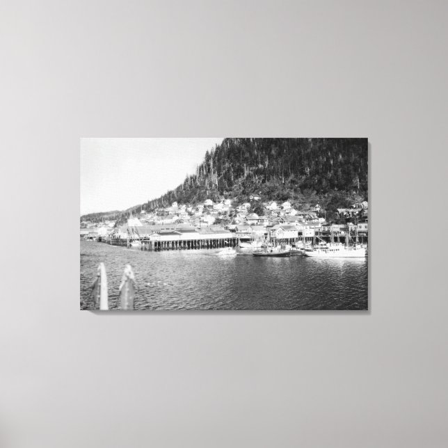View of Ketchikan, Alaska Waterfront Photograph Canvas Print (Front)