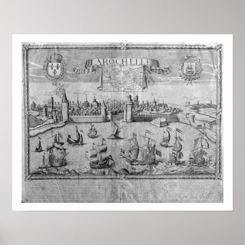 View of La Rochelle signed by Jollain engraving Poster