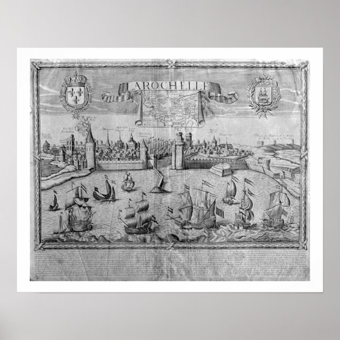 View of La Rochelle, signed by Jollain (engraving) Print