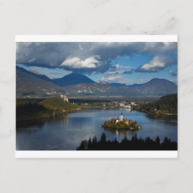 View of Lake Bled from Ojstrica Postcard (Front)
