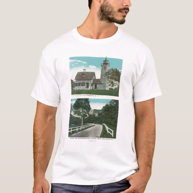 View of Lake Champlain Lighthouse T-Shirt (Front)