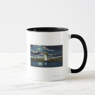 View of Lake Cobbosseecontee Lighthouse at Night Mug