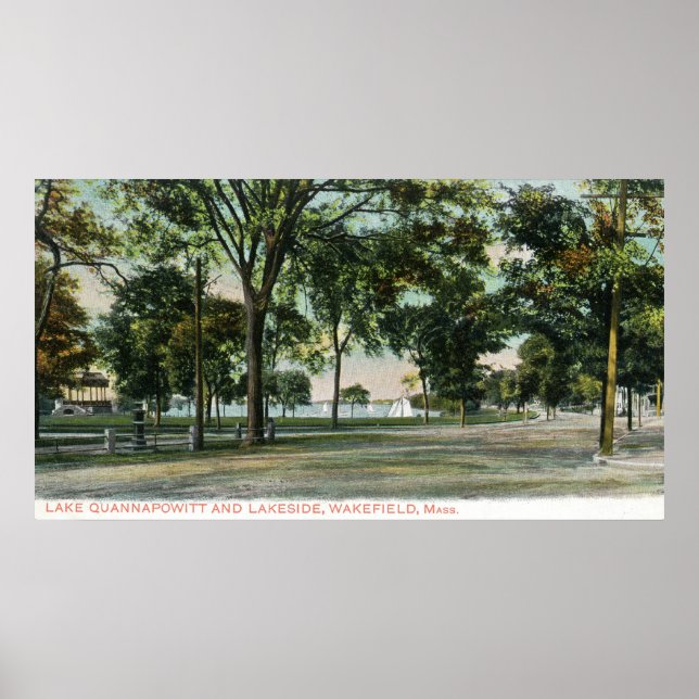 View of Lake Quannapowitt and Lakeside Poster (Front)