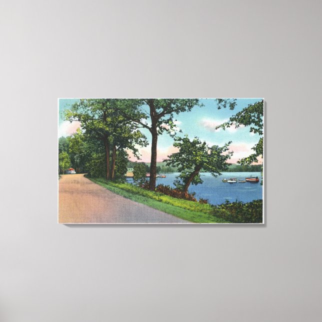 View of Lakeside Drive along Chautauqua Lake Canvas Print (Front)
