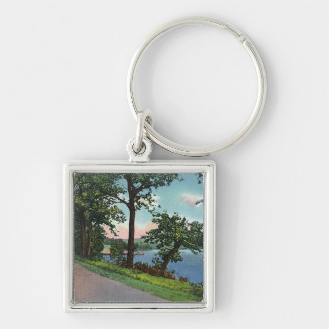 View of Lakeside Drive along Chautauqua Lake Keychain (Front)