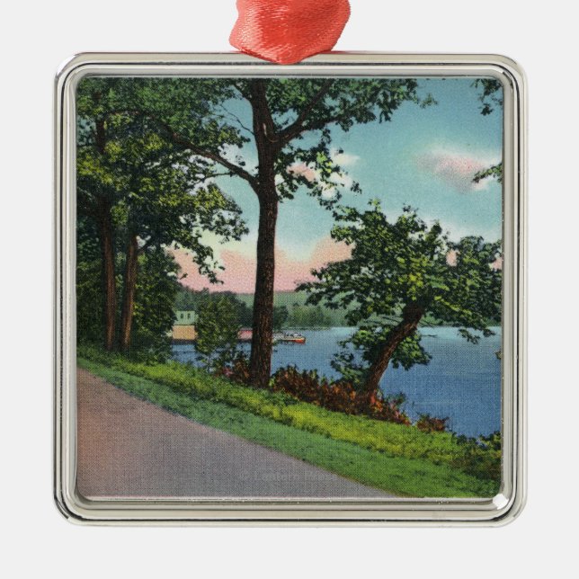 View of Lakeside Drive along Chautauqua Lake Metal Ornament (Front)