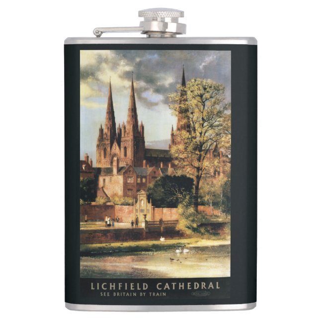 View of Lichfield Cathedral Flask (Front)