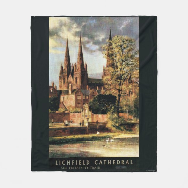 View of Lichfield Cathedral Fleece Blanket (Front)