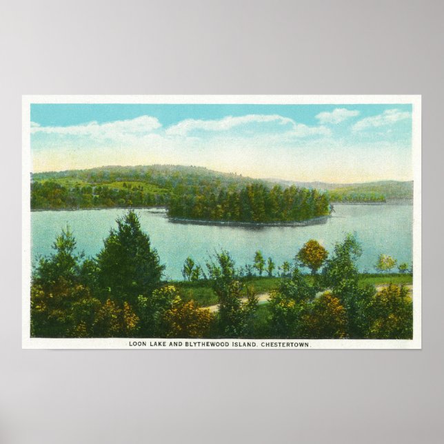 View of Loon Lake and Blythewood Island Poster (Front)