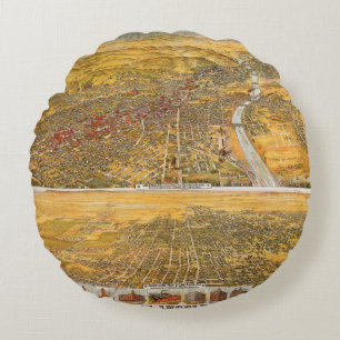 View Of Los Angeles, 1894 Round Pillow