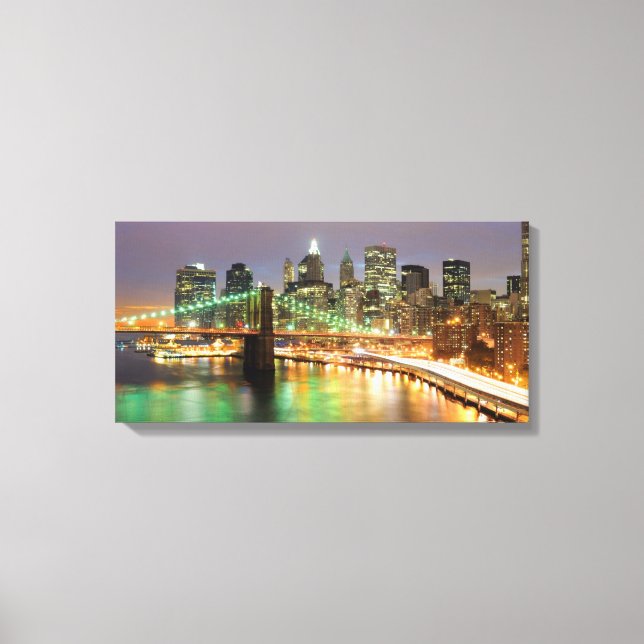 View of Lower Manhattan and the Brooklyn Bridge Canvas Print (Front)