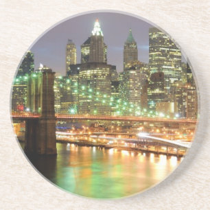 View of Lower Manhattan and the Brooklyn Bridge Drink Coaster