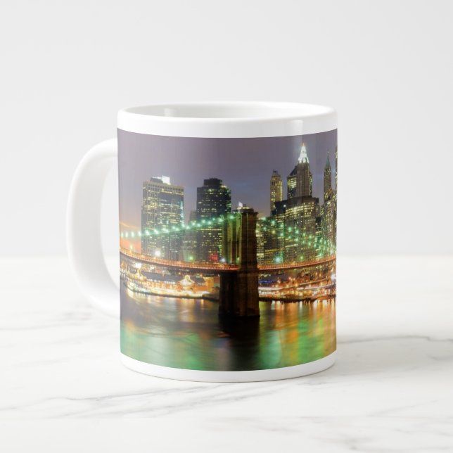 View of Lower Manhattan and the Brooklyn Bridge Giant Coffee Mug (Front Left)