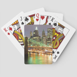 View of Lower Manhattan and the Brooklyn Bridge Poker Cards