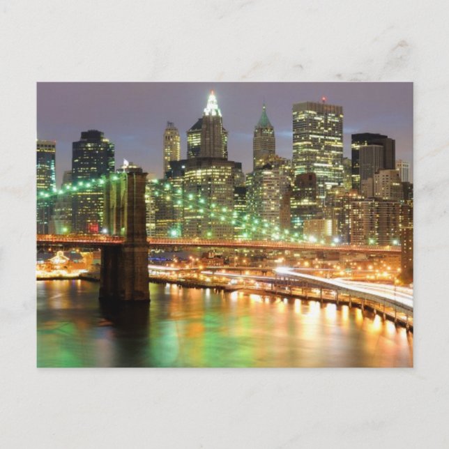 View of Lower Manhattan and the Brooklyn Bridge Postcard (Front)