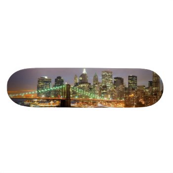 View Of Lower Manhattan And The Brooklyn Bridge Skateboard by iconicnewyork at Zazzle