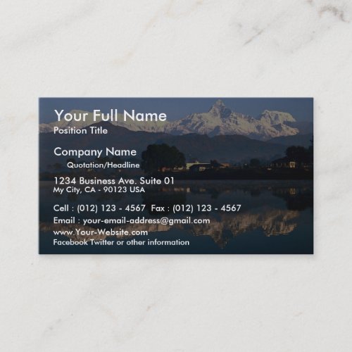 View of Macchapuchhre over Pokhara Lake, Pokhara, Business Card