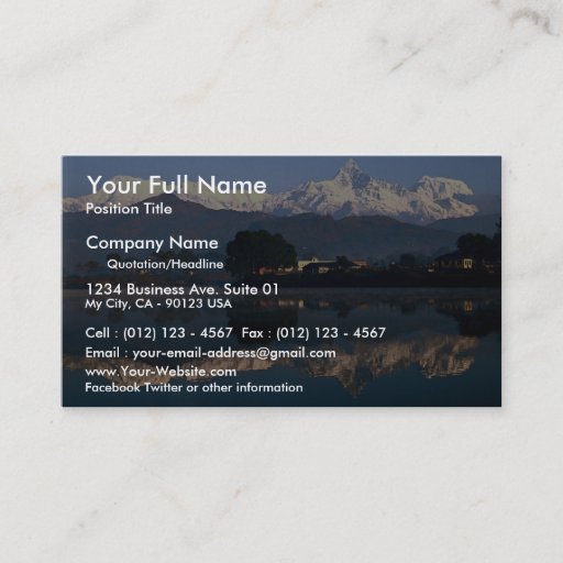 Customizable View of Macchapuchhre over Pokhara Lake, Pokhara, Business Card