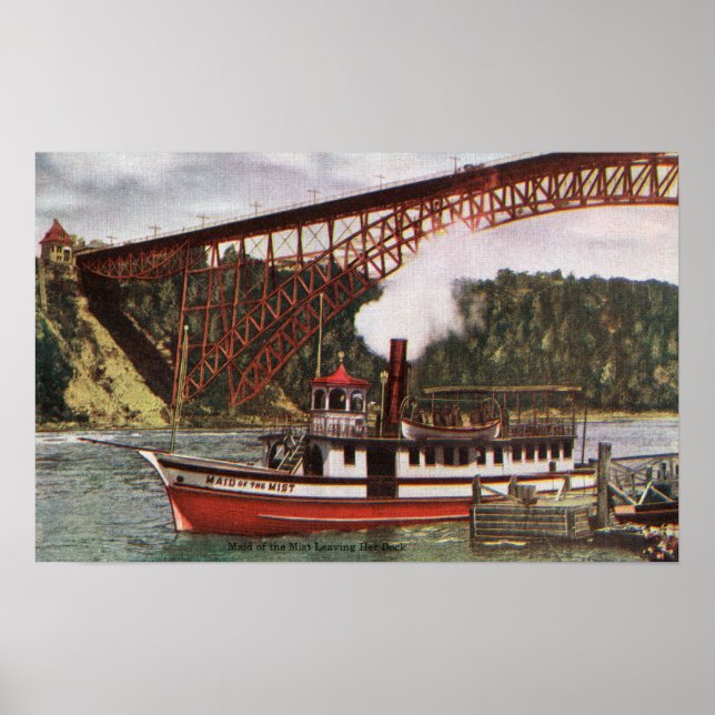 View of Maid of the Mist Boat Leaving Dock Poster (Front)