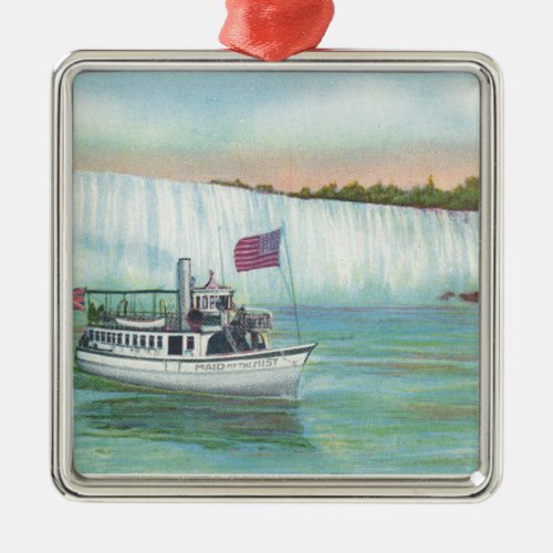 View of Maid of the Mist Boat Metal Ornament