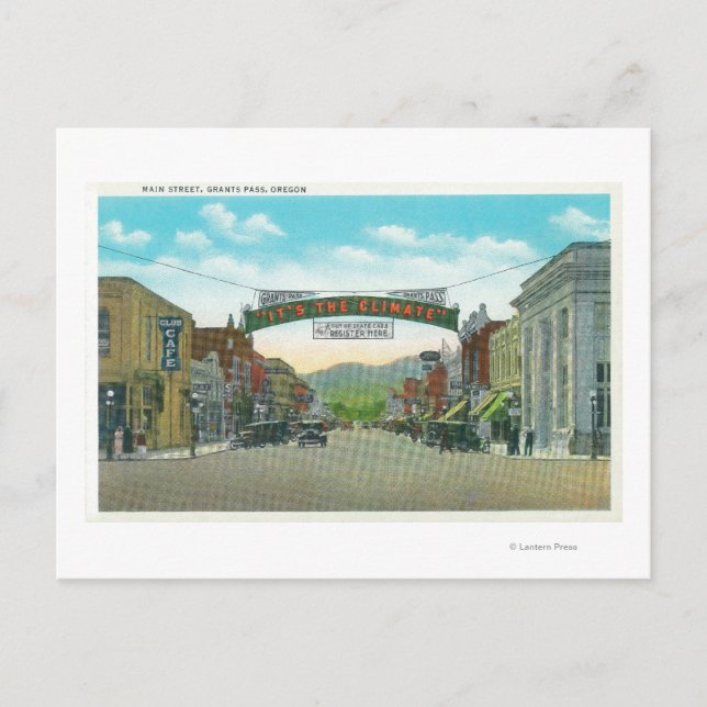 View of Main StreetGrants Pass, OR Postcard (Front)