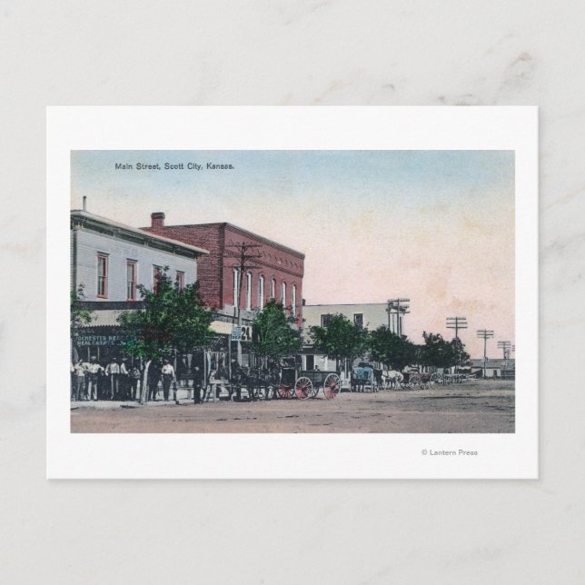 View of Main StreetScott City, KS Postcard (Front)