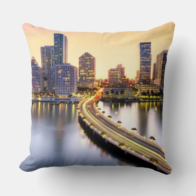 View of Mandarin Oriental Miami with reflection Throw Pillow (Front)