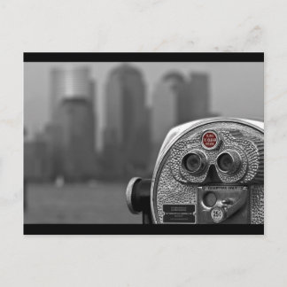 View of Manhattan Black and White Postcard