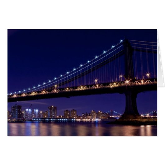 View of Manhattan bridge at night Cards (Front Horizontal)