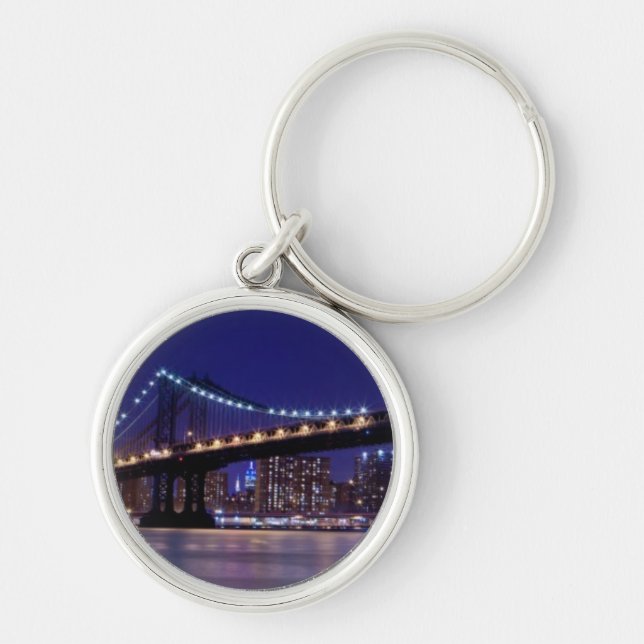 View of Manhattan bridge at night Keychain (Front)