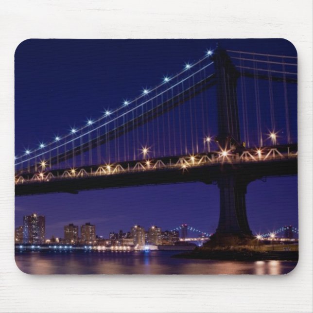 View of Manhattan bridge at night Mouse Pad (Front)