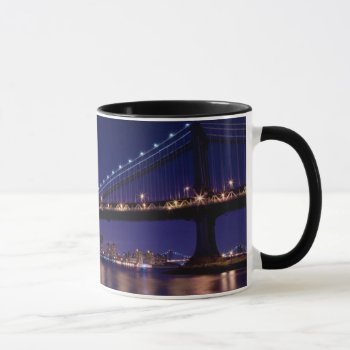 View Of Manhattan Bridge At Night Mug by iconicnewyork at Zazzle