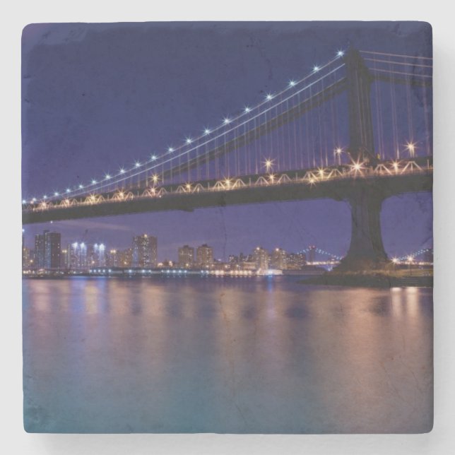 View of Manhattan bridge at night Stone Coaster (Front)
