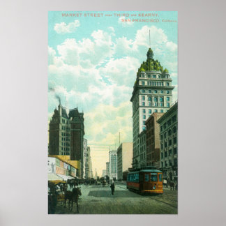 View of Market St near 3rd and Kearny Poster