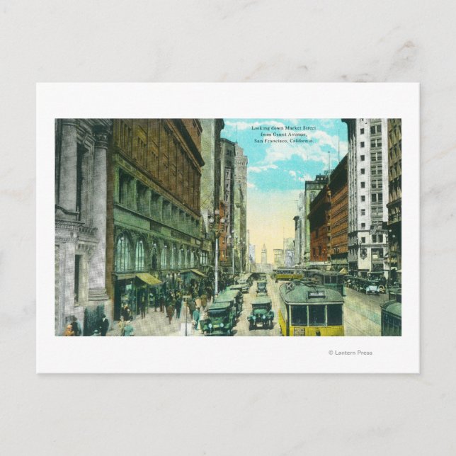 View of Market Street from Grant Street Postcard (Front)