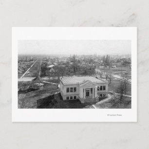 View of Medford, Oregon and Library Photograph Postcard