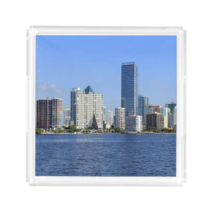 View of Miami Skyline Acrylic Tray