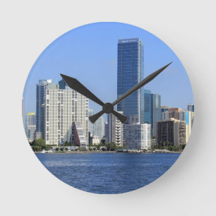 View of Miami Skyline Round Clock
