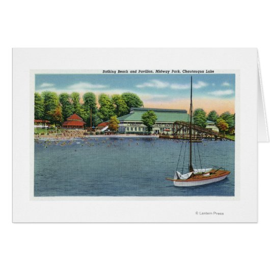 View of Midway Park Beach and Pavilion Cards (Front Horizontal)