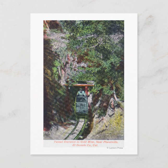 View of Miner Exiting Tunnel Entrance to Gold Postcard (Front)