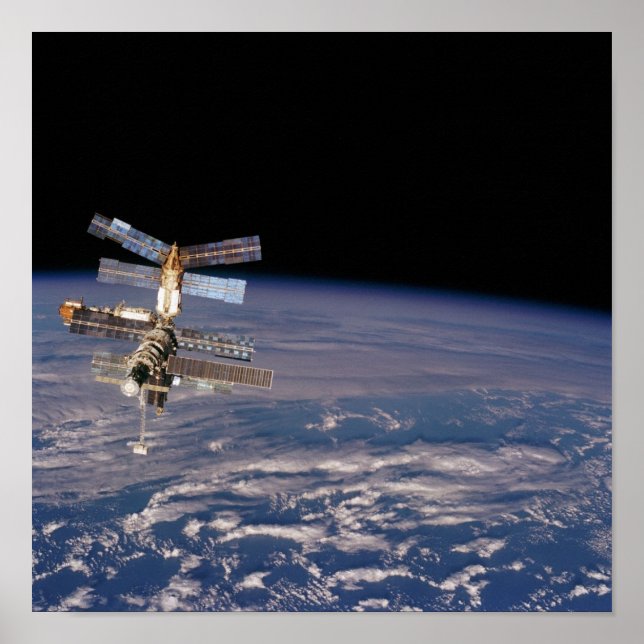 View of Mir Space Station from Shuttle Atlantis Poster (Front)