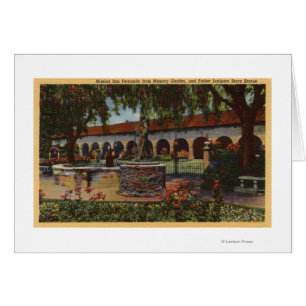 View of Mission, Memory Garden, Serra Statue