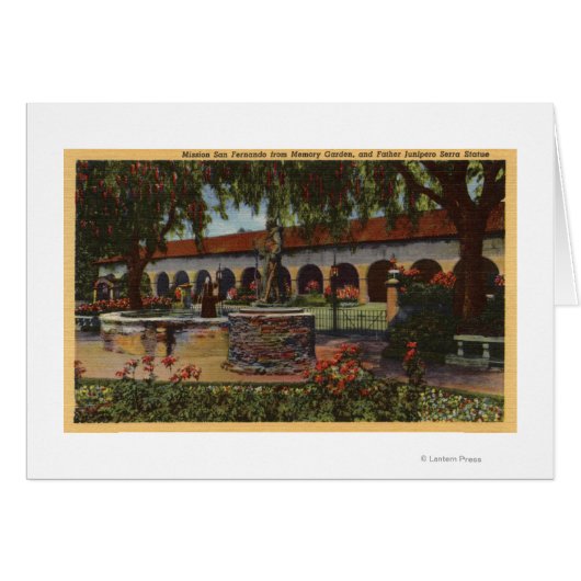View of Mission, Memory Garden, Serra Statue Cards (Front Horizontal)