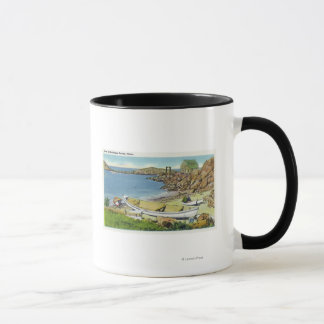 View of Monhegan Island, Beach Scene Mug