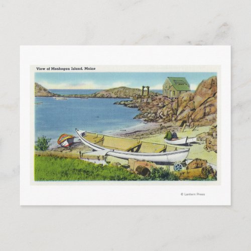 View of Monhegan Island Beach Scene Postcard