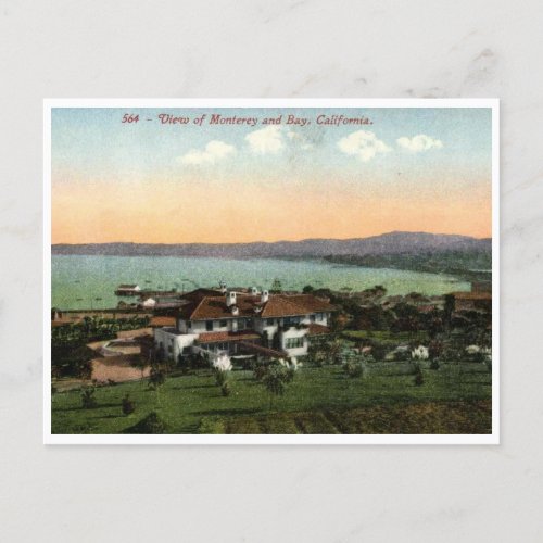 View of Monterey California Vintage Style Postcard