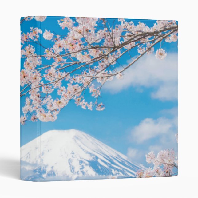 View of Mount Fuji with Cherry Blossoms 3 Ring Binder (Front/Spine)