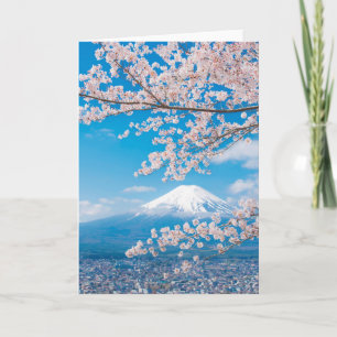 View of Mount Fuji with Cherry Blossoms Card