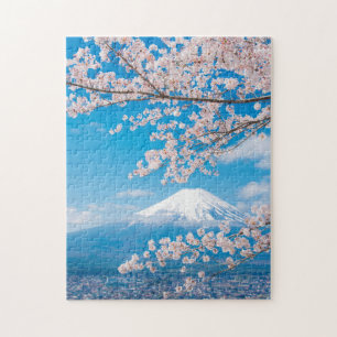 View of Mount Fuji with Cherry Blossoms Jigsaw Puzzle